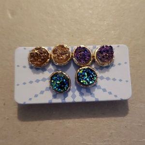 Set of 3 Imitation Druzy Earrings